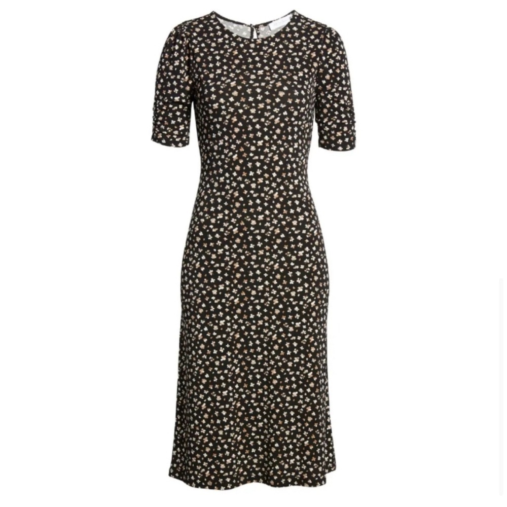 Nordstrom All in Favor Ditsy Black Floral Midi Dress